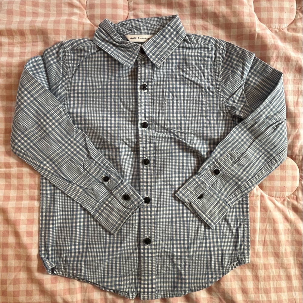 Janie and Jack Blue 4T Plaid Dress Shirt